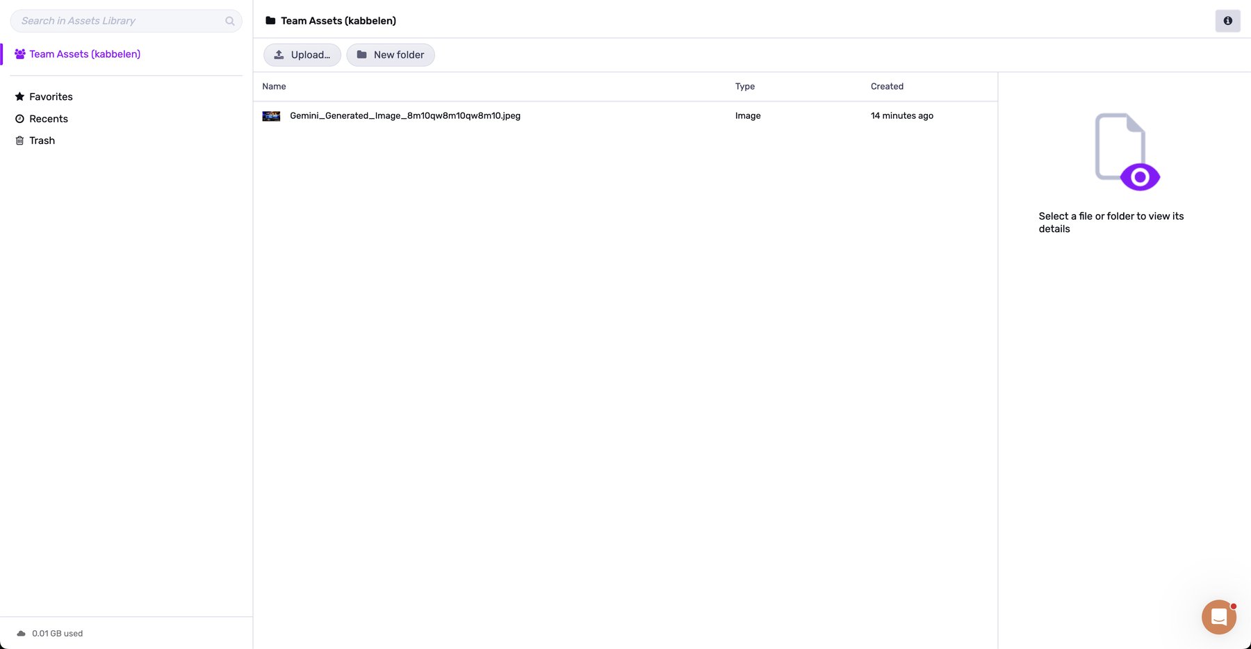 The Assets Library as a standalone section, with the same layout as the modal